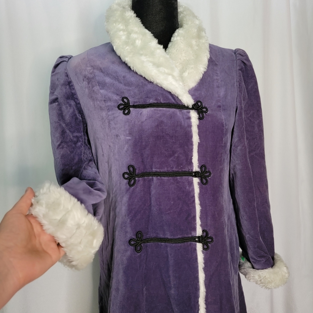 Samantha Real Girl American Girl Velvet Purple Holiday Coat, Size Girl's 14